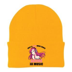 Just A Girl Who Like Anime And Music Funny Anime Knit Cap Winter Beanie