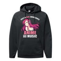 Just A Girl Who Like Anime And Music Funny Anime Performance Fleece Hoodie