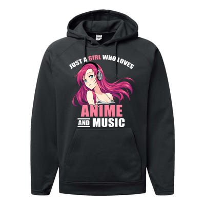 Just A Girl Who Like Anime And Music Funny Anime Performance Fleece Hoodie