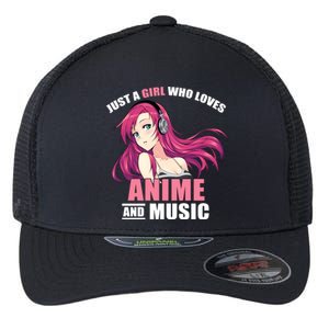 Just A Girl Who Like Anime And Music Funny Anime Flexfit Unipanel Trucker Cap