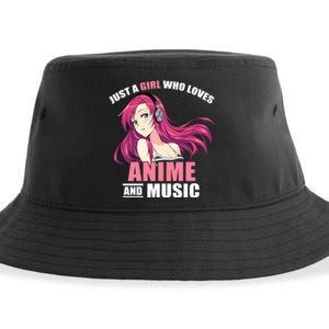 Just A Girl Who Like Anime And Music Funny Anime Sustainable Bucket Hat