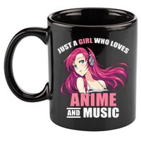 Just A Girl Who Like Anime And Music Funny Anime 11oz C Handle Ceramic Mug
