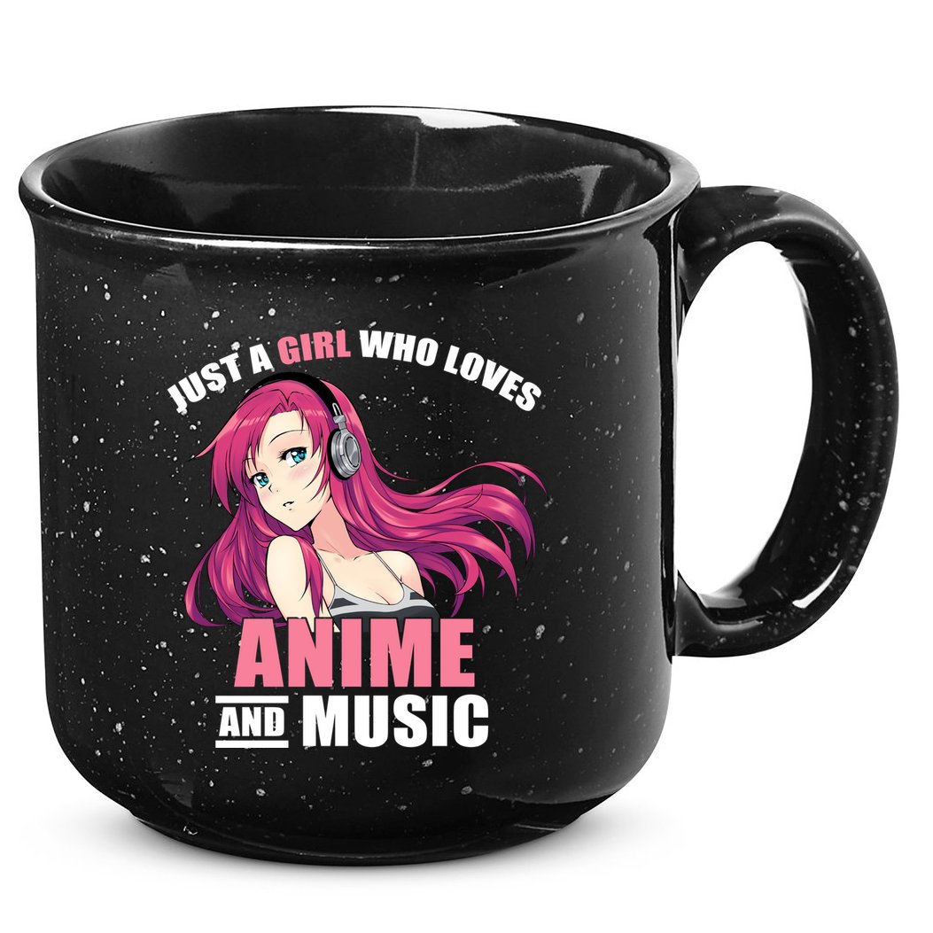Just A Girl Who Like Anime And Music Funny Anime 15oz Campfire Ceramic Mug
