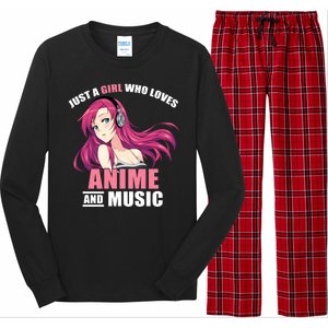 Just A Girl Who Like Anime And Music Funny Anime Long Sleeve Pajama Set