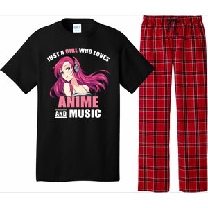 Just A Girl Who Like Anime And Music Funny Anime Pajama Set