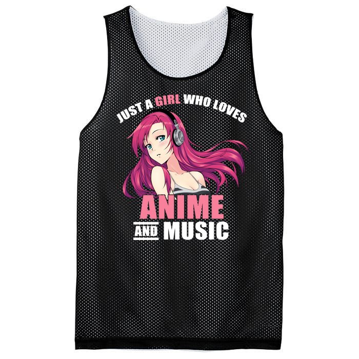 Just A Girl Who Like Anime And Music Funny Anime Mesh Reversible Basketball Jersey Tank