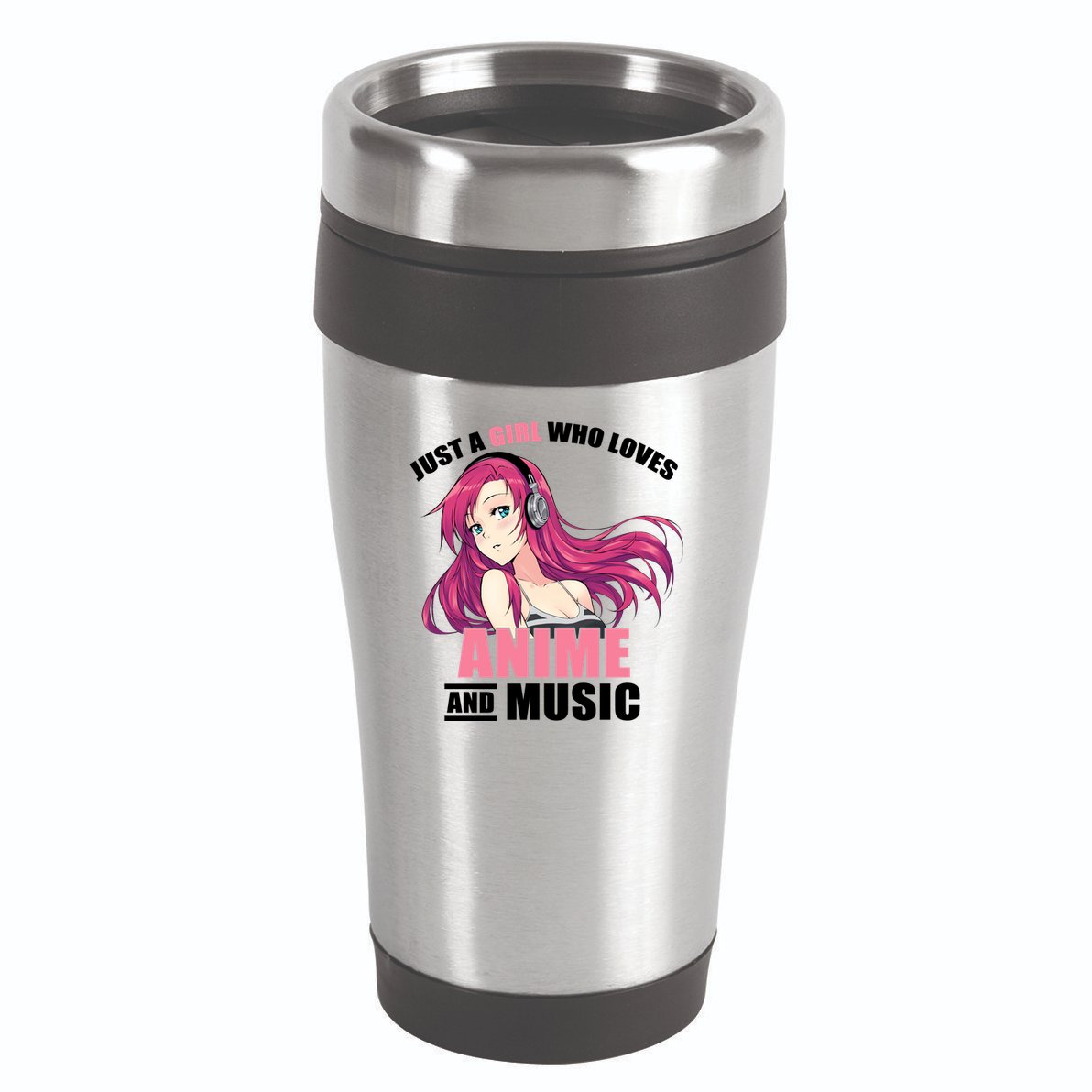 Just A Girl Who Like Anime And Music Funny Anime 16oz Travel Tumbler