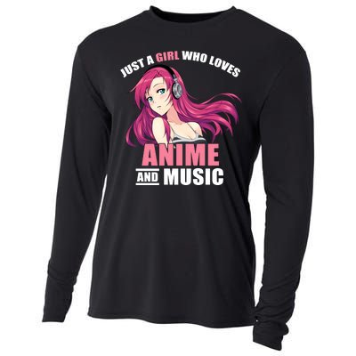 Just A Girl Who Like Anime And Music Funny Anime Cooling Performance Long Sleeve Crew