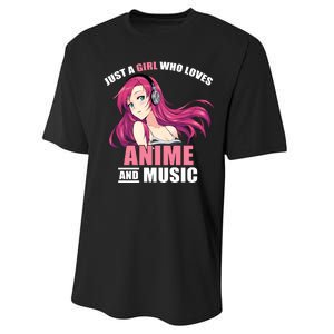 Just A Girl Who Like Anime And Music Funny Anime Performance Sprint T-Shirt