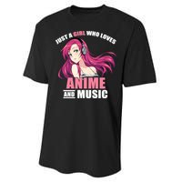 Just A Girl Who Like Anime And Music Funny Anime Performance Sprint T-Shirt