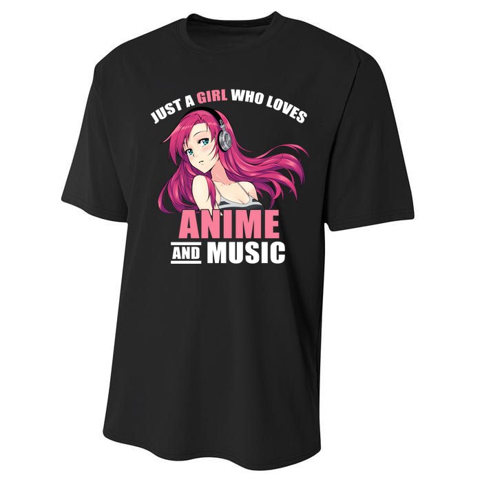 Just A Girl Who Like Anime And Music Funny Anime Performance Sprint T-Shirt