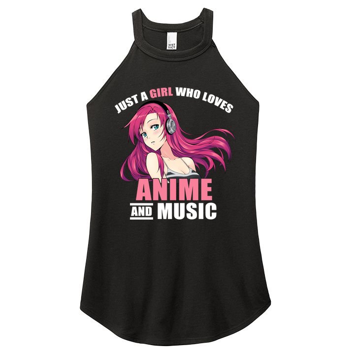 Just A Girl Who Like Anime And Music Funny Anime Women's Perfect Tri Rocker Tank