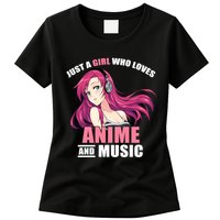 Just A Girl Who Like Anime And Music Funny Anime Womens T-Shirt
