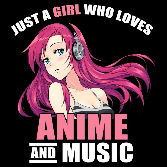 Just A Girl Who Like Anime And Music Funny Anime Womens T-Shirt