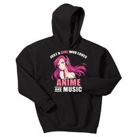 Just A Girl Who Like Anime And Music Funny Anime Kids Hoodie