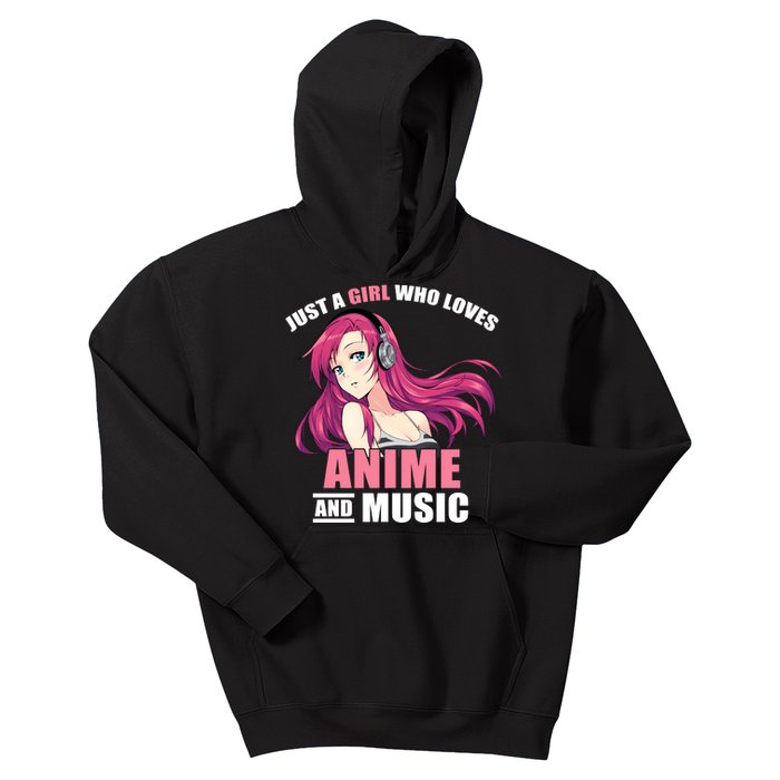 Just A Girl Who Like Anime And Music Funny Anime Kids Hoodie