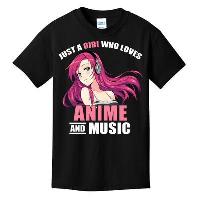 Just A Girl Who Like Anime And Music Funny Anime Kids T-Shirt