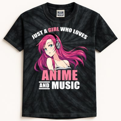 Just A Girl Who Like Anime And Music Funny Anime Kids Tie-Dye T-Shirt