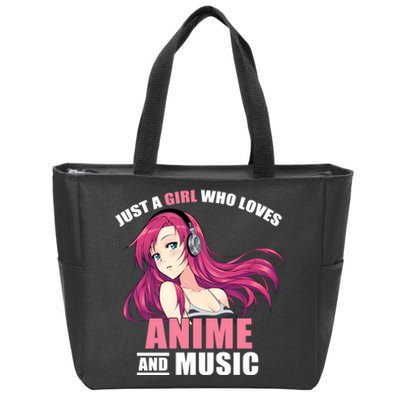 Just A Girl Who Like Anime And Music Funny Anime Zip Tote Bag