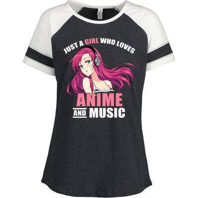 Just A Girl Who Like Anime And Music Funny Anime Enza Ladies Jersey Colorblock Tee