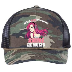 Just A Girl Who Like Anime And Music Funny Anime Retro Rope Trucker Hat Cap