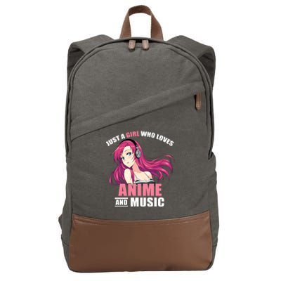 Just A Girl Who Like Anime And Music Funny Anime Cotton Canvas Backpack