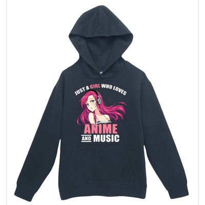 Just A Girl Who Like Anime And Music Funny Anime Urban Pullover Hoodie