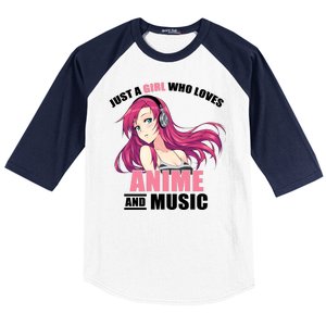 Just A Girl Who Like Anime And Music Funny Anime Baseball Sleeve Shirt