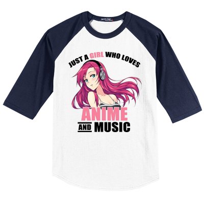 Just A Girl Who Like Anime And Music Funny Anime Baseball Sleeve Shirt