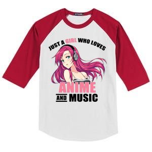 Just A Girl Who Like Anime And Music Funny Anime Kids Colorblock Raglan Jersey