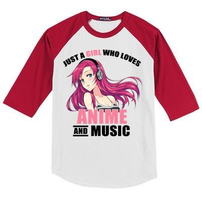 Just A Girl Who Like Anime And Music Funny Anime Kids Colorblock Raglan Jersey