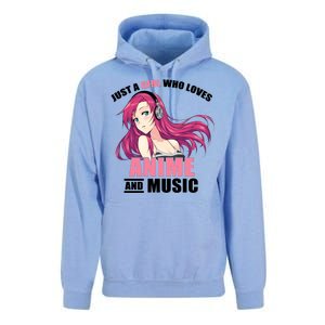 Just A Girl Who Like Anime And Music Funny Anime Unisex Surf Hoodie