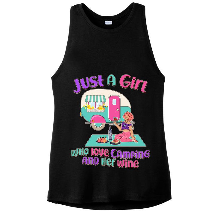Just A Girl Who Love Camping And Her Wine Ladies PosiCharge Tri-Blend Wicking Tank