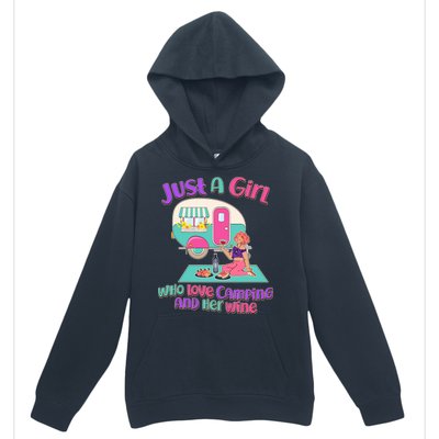 Just A Girl Who Love Camping And Her Wine Urban Pullover Hoodie