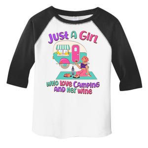 Just A Girl Who Love Camping And Her Wine Toddler Fine Jersey T-Shirt