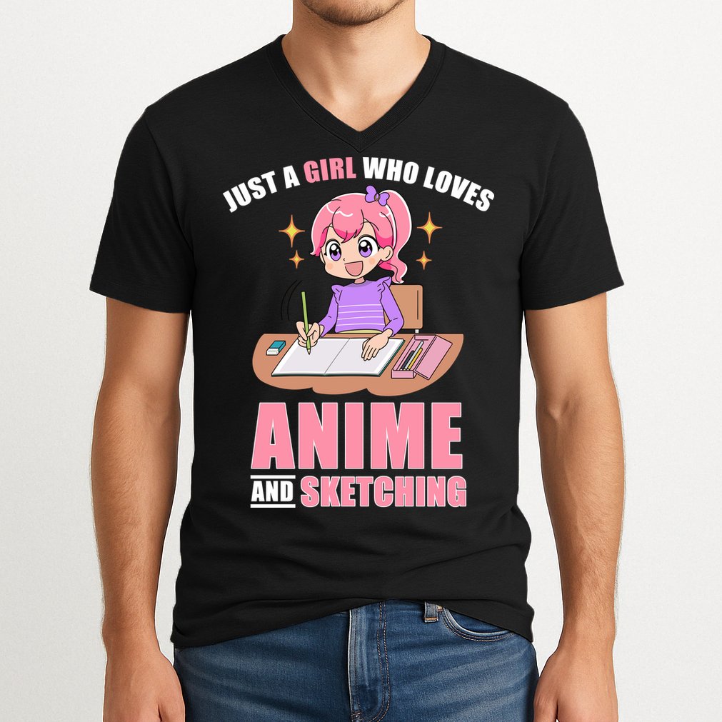 Just A Girl Who Loves Anime And Sketching V-Neck T-Shirt