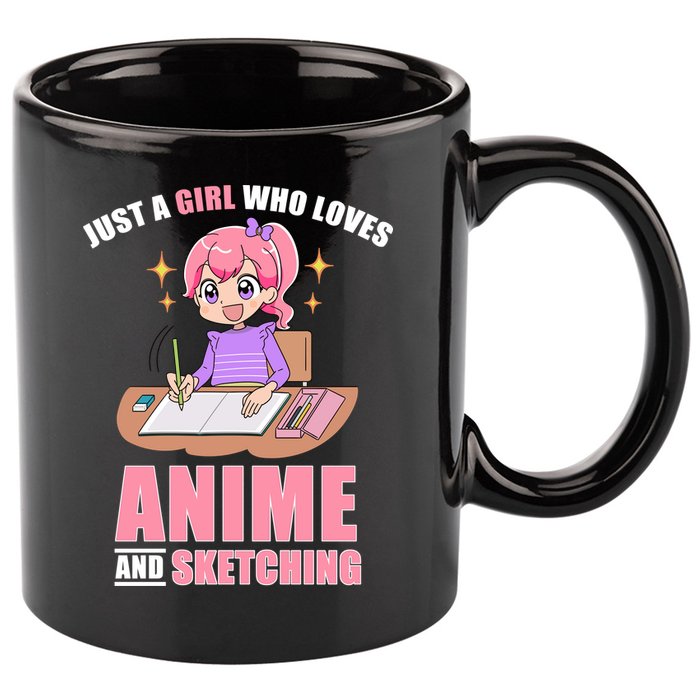 Just A Girl Who Loves Anime And Sketching 11oz C Handle Ceramic Mug