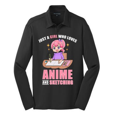 Just A Girl Who Loves Anime And Sketching Silk Touch Performance Long Sleeve Polo