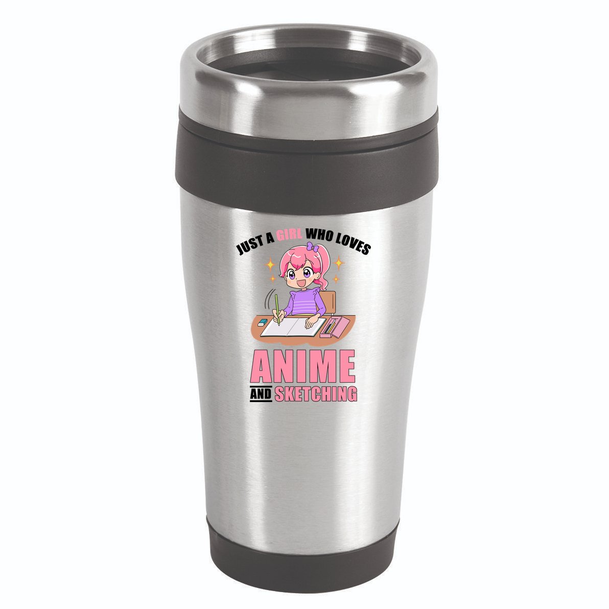 Just A Girl Who Loves Anime And Sketching 16oz Travel Tumbler