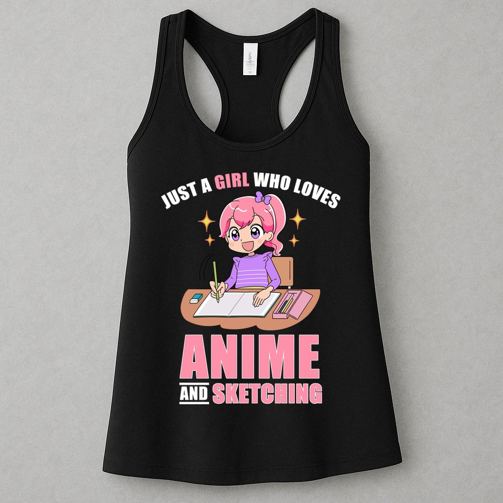 Just A Girl Who Loves Anime And Sketching Womens Tank Top