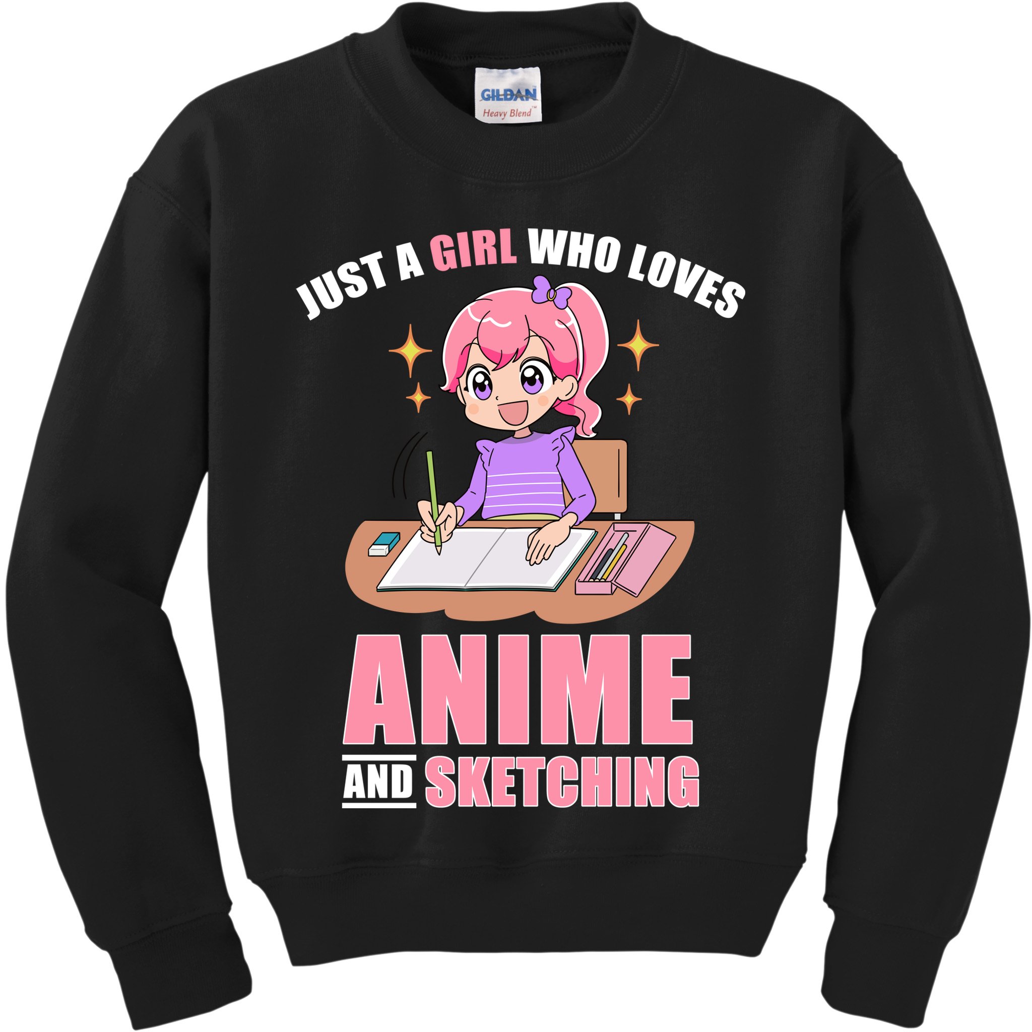 Just A Girl Who Loves Anime And Sketching Kids Sweatshirt