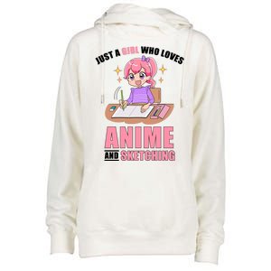 Just A Girl Who Loves Anime And Sketching Womens Funnel Neck Pullover Hood