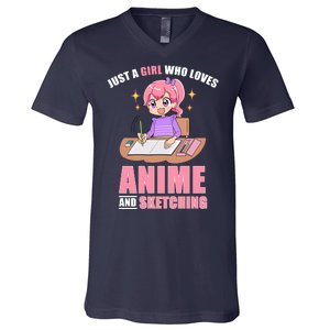 Just A Girl Who Loves Anime And Sketching V-Neck T-Shirt