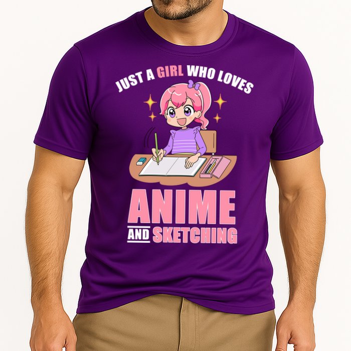 Just A Girl Who Loves Anime And Sketching Cooling Performance Crew T-Shirt