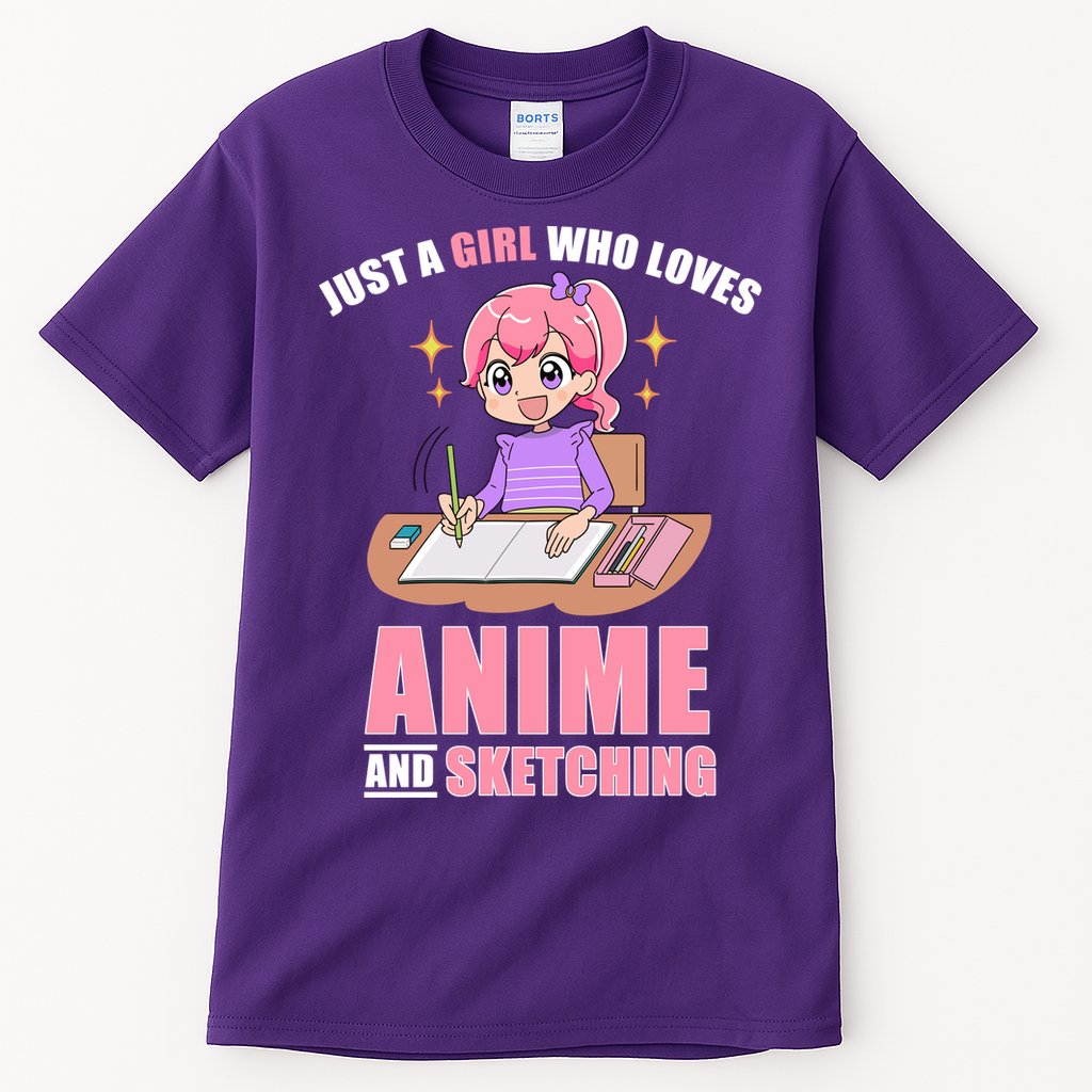 Just A Girl Who Loves Anime And Sketching Tall T-Shirt