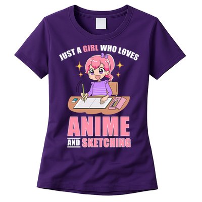 Just A Girl Who Loves Anime And Sketching Womens T-Shirt