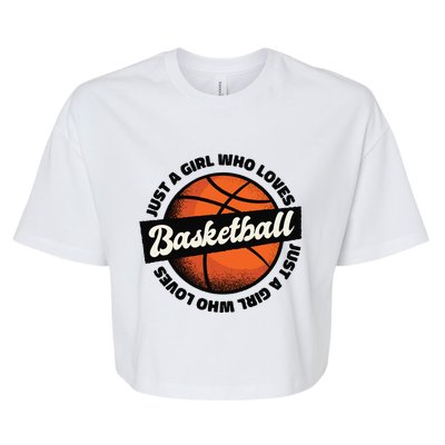 Just A Girl Who Loves Basketball Bella+Canvas Jersey Crop Tee