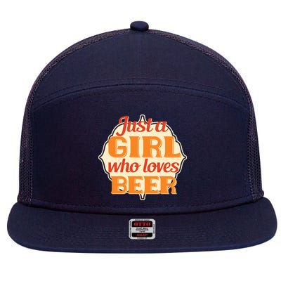 Just A Girl Who Loves Beer 7 Panel Mesh Trucker Snapback Hat