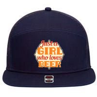 Just A Girl Who Loves Beer 7 Panel Mesh Trucker Snapback Hat