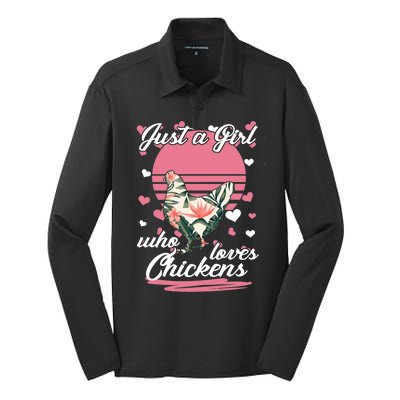 Just A Girl Who Loves Chickens Silk Touch Performance Long Sleeve Polo